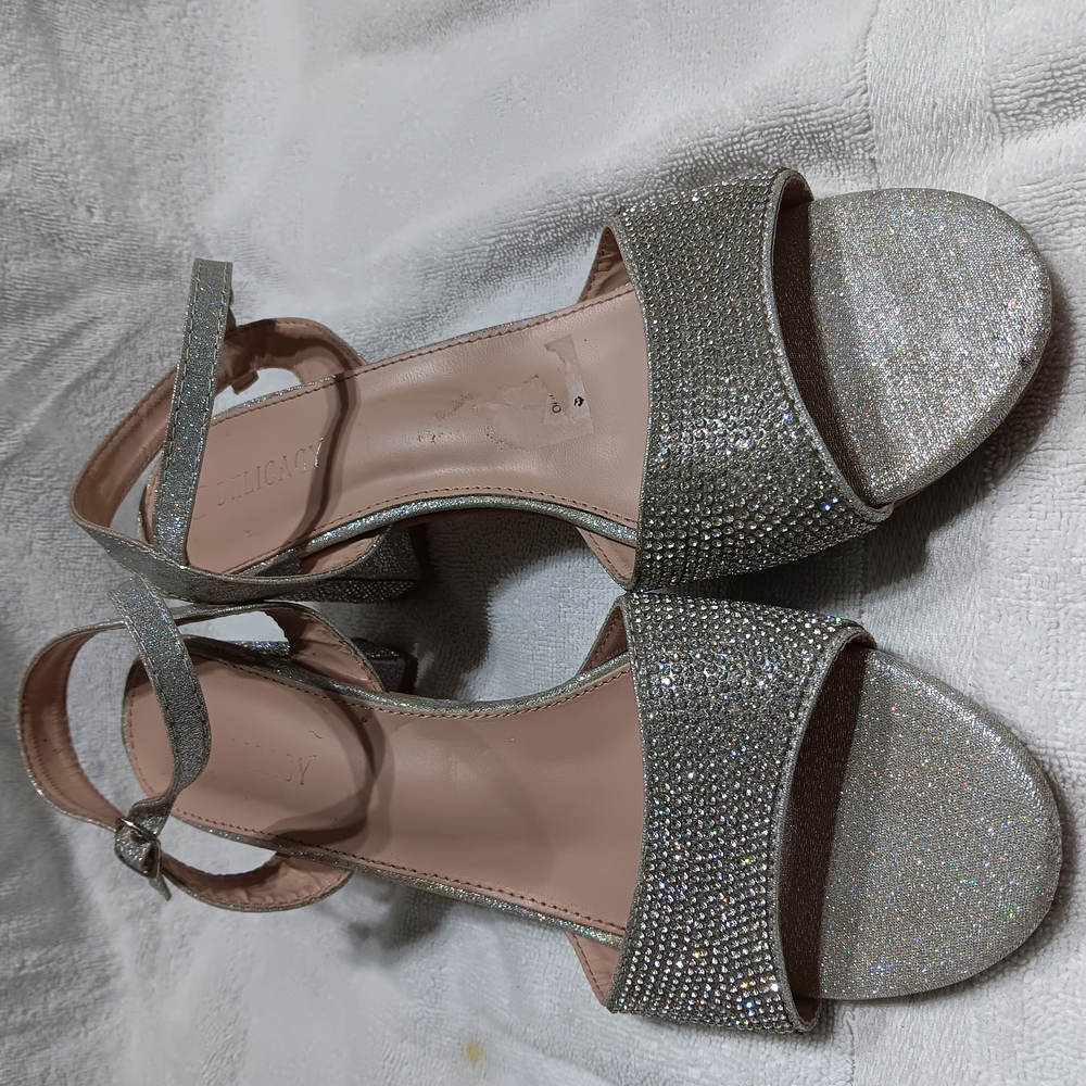 Elegant Silver Strappy Heels
